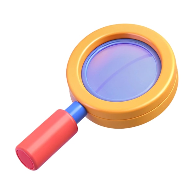 a yellow and orange magnifying glass with a blue top