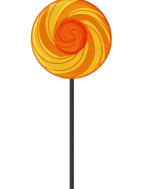 Photo yellow and orange swirled lollipop on a stick