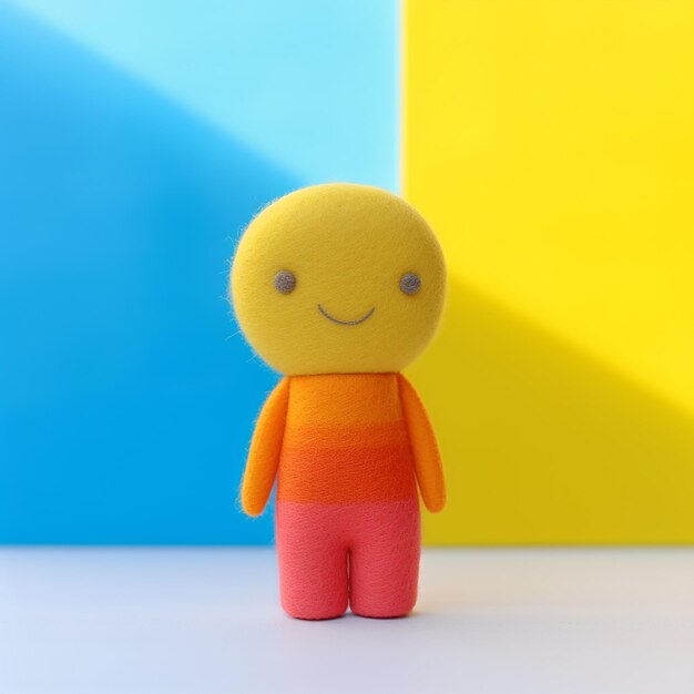 a yellow and orange toy with a yellow shirt on it