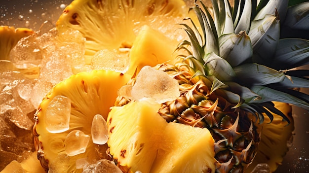 Yellow organic frozen pineapple