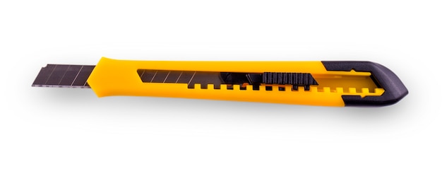 Yellow paper cutter with opened blade