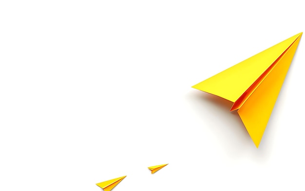 a yellow paper plane is upside down and the yellow one is red