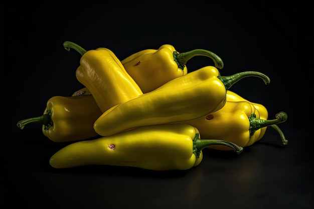 Yellow Paprika On Black Background