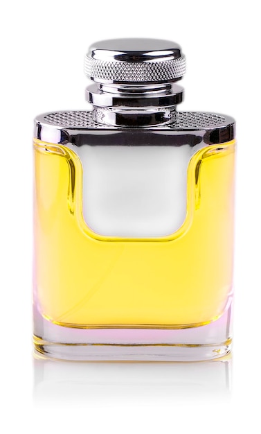 Yellow Parfume bottle isolated on white background