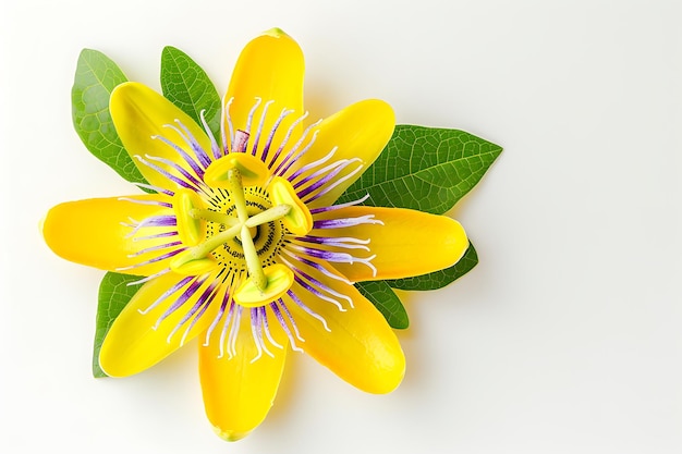 Yellow Passion Isolated on White Background Beautiful Passion Flower