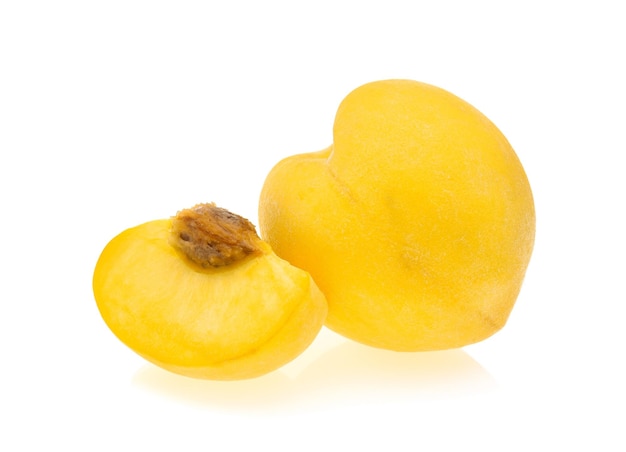 Yellow peach isolated on the white background