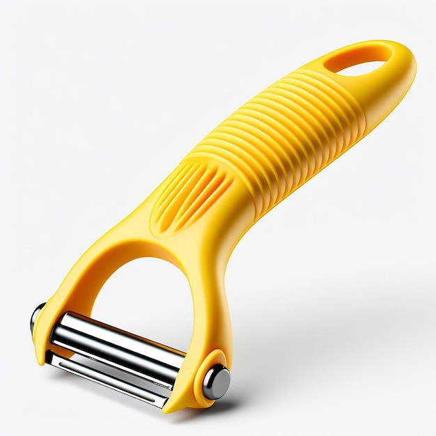 Yellow peeler on a white background