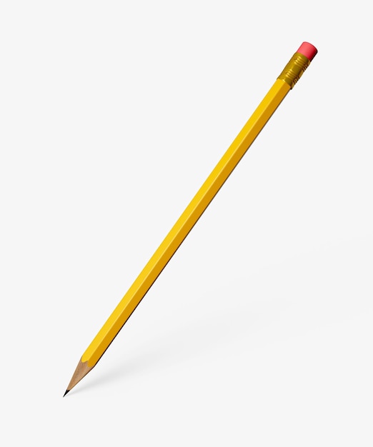 Yellow pencil on isolated white background 3d illustration