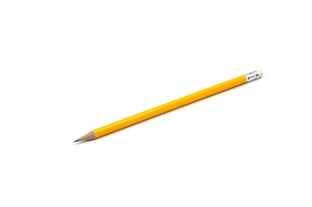 Yellow pencil isolated on white background