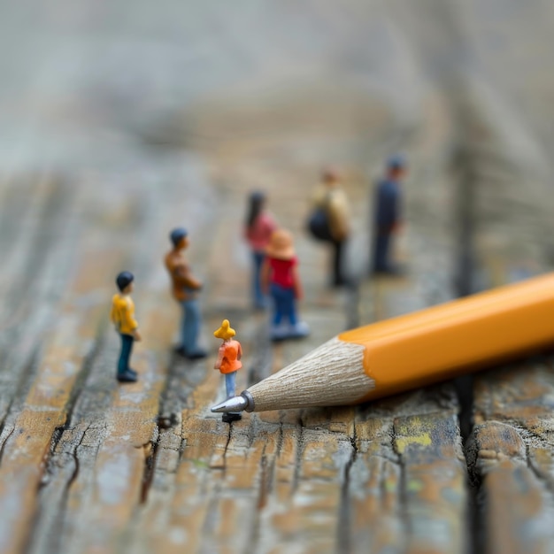 a yellow pencil with a pencil on it is on a wooden table