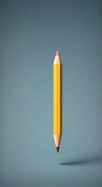 a yellow pencil with a pink tip is shown on a blue background