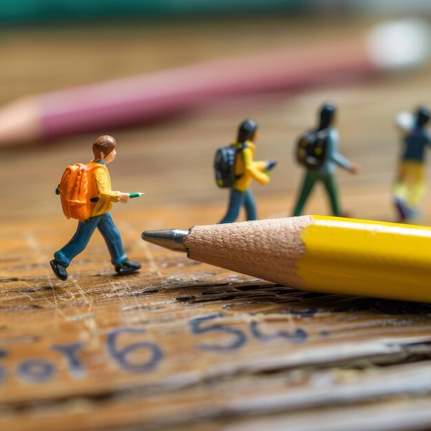 a yellow pencil with a yellow pencil and a yellow pencil on top of it