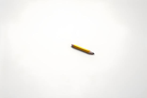 Photo a yellow pencil with a yellow tip is drawn in the middle of a white background