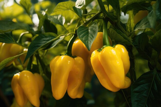 Yellow peppers agriculture harvesting Generative AI