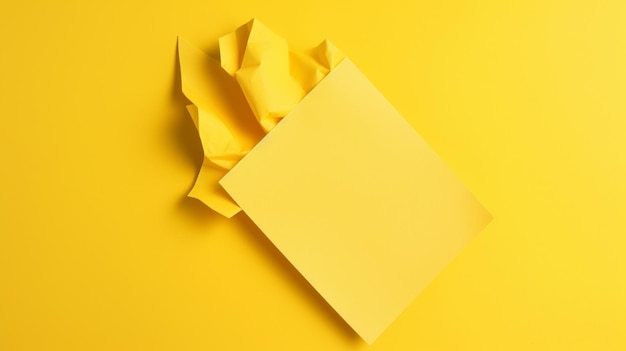 A yellow piece of paper with a yellow square on it