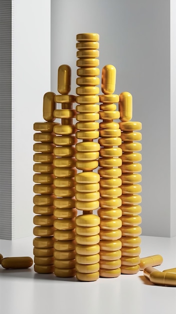 Photo yellow pills arrangement