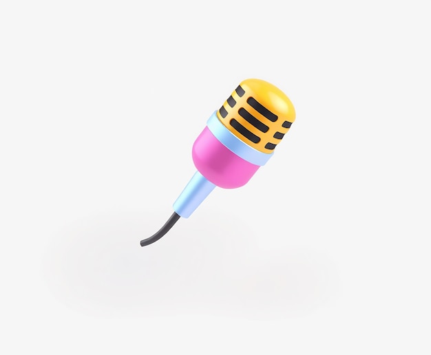 Photo yellow and pink retro microphone isolated on a white background