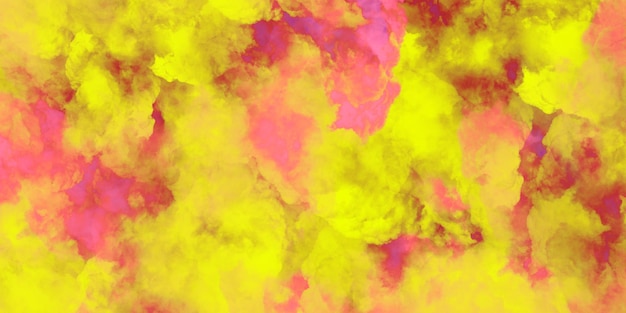 Yellow and pink smoke against a pink background