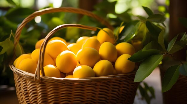 Yellow plums in the basket