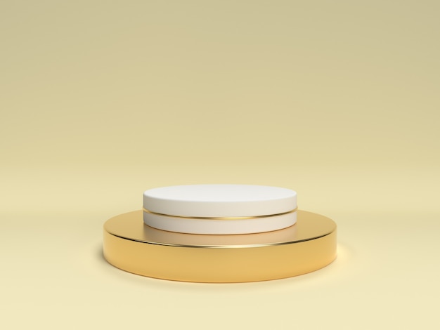 Yellow podium abstract minimal scene. Mock up for product presentation. 3d render illustration.