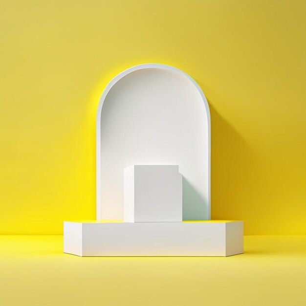 Yellow podium with bright color product background