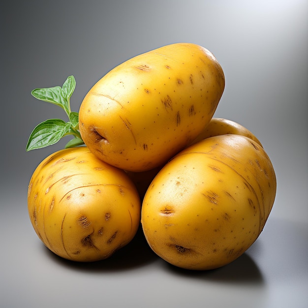 yellow potato with white background