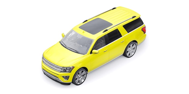 Yellow Premium Family SUV isolated on white background 3d rendering