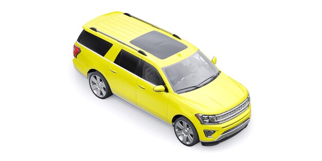 Yellow Premium Family SUV isolated on white background 3d rendering