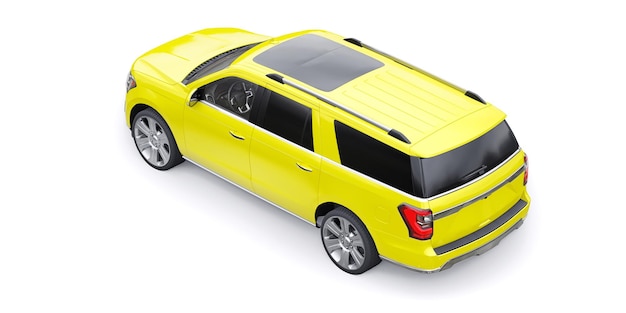 Yellow Premium Family SUV isolated on white background 3d rendering