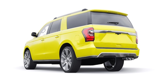 Yellow Premium Family SUV isolated on white background 3d rendering