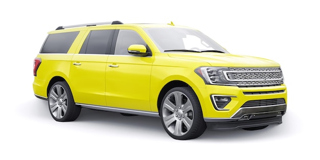 Yellow Premium Family SUV isolated on white background 3d rendering