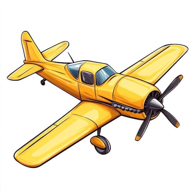 Yellow Propeller Plane Illustration