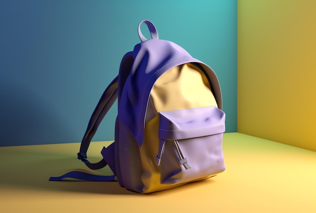 a yellow and purple backpack