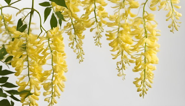 Photo yellow and purple wisteria flower isolated on the white background