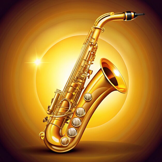 Photo yellow realistic saxophone