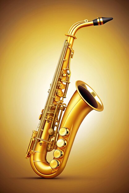 Photo yellow realistic saxophone