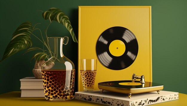 a yellow record that has a yellow background with a yellow sign that says quot rock quot