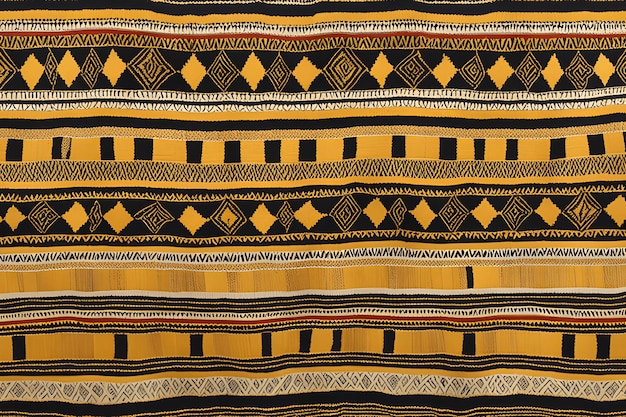 Photo yellow red black stripes in african textile pattern