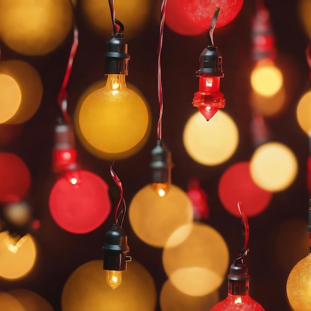 Yellow and red blurred flickering xmas lights