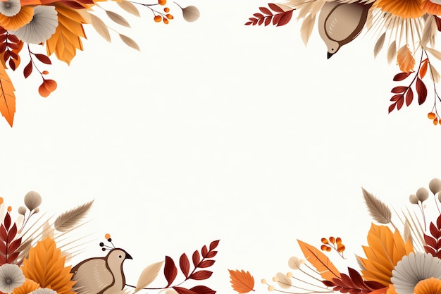 yellow and red leaves on white background Seasonal composition fall thanksgiving day herbarium concept mockup template overhead