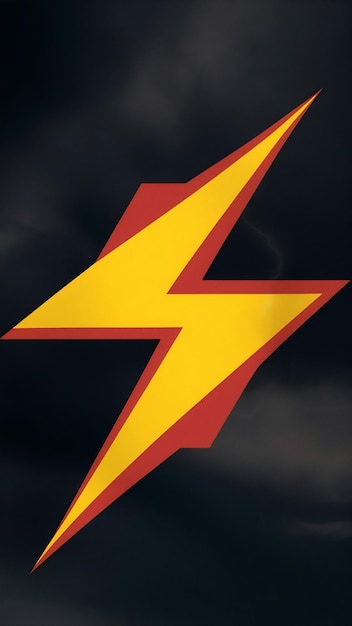 Photo a yellow and red lightning bolt on a dark background