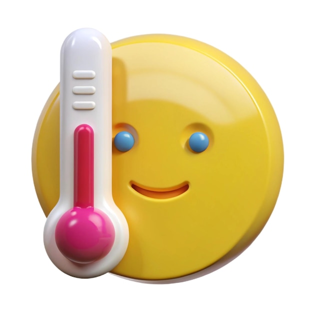 Photo a yellow and red thermometer has a blue eye and thermometer on it