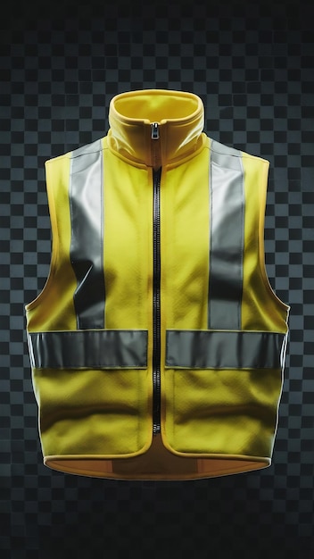 Photo yellow reflective vest front view full length isolate on transparency background png