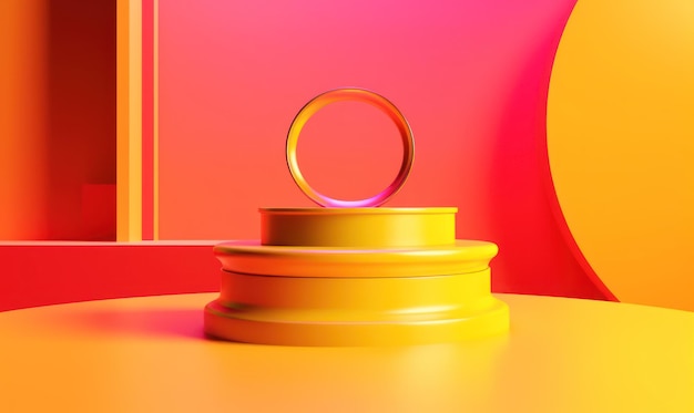 A yellow ring sits on a stack of gold rings.