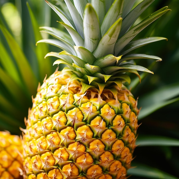 Yellow ripe pineapples on a light background