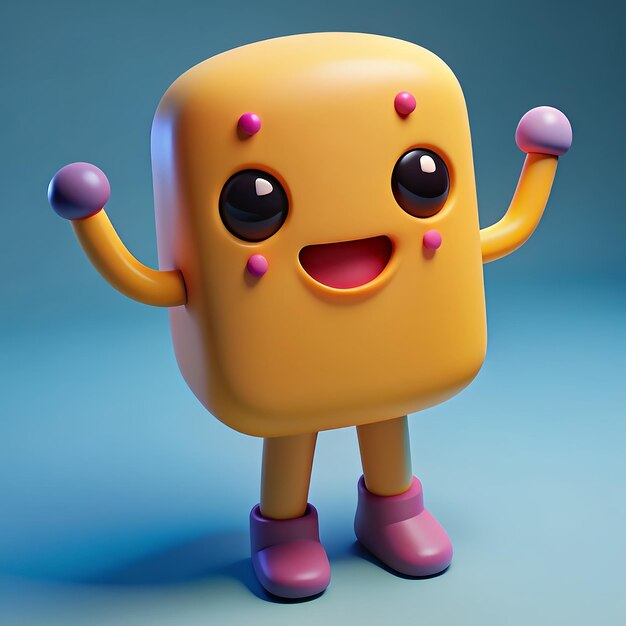 Photo a yellow robot with pink dots on its face