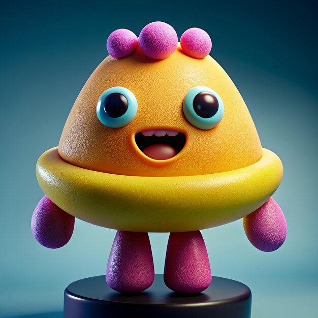 Photo a yellow robot with a pink nose and a blue eyes and a yellow top