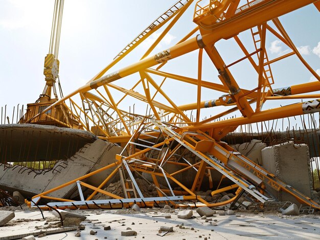 Photo a yellow roller coaster is in a construction site