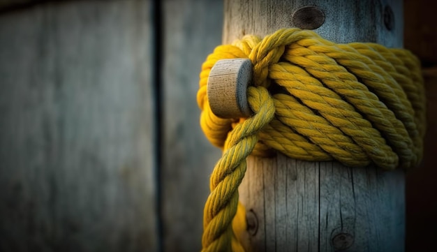 Yellow rope texture Horizontal panoramic background from a rolling rope twisted into a coil