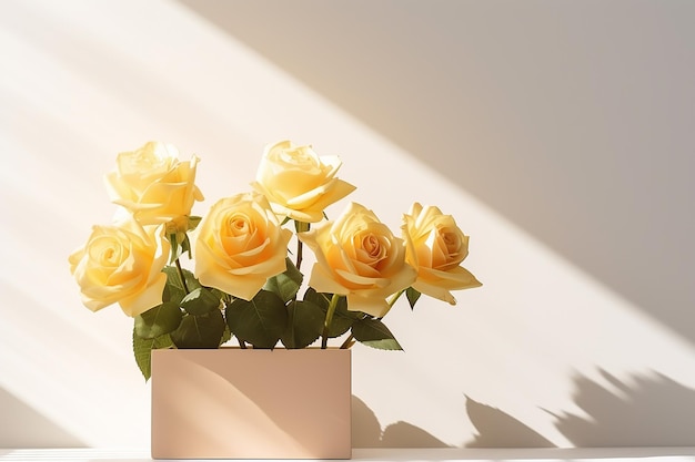 Yellow Rose Flower Bouquet on White Porcelain Floral Elegance